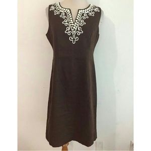 Talbots Brown Embellished Sheath Dress